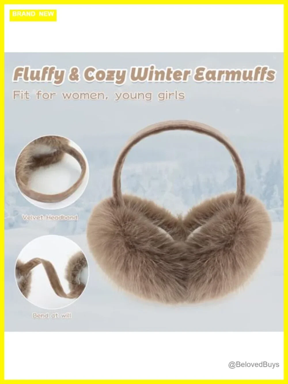 Faux Fur Earmuffs Fluffy Velvet Ear Warmers Foldable Plush Ear Covers